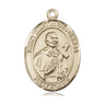 14kt Solid Gold St. Martin de Porres Patron Saint Medal Pendant 1 x 3/4 inch by Bliss Manufacturing