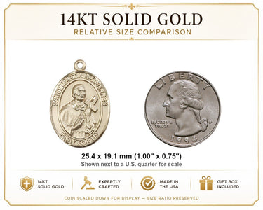 14kt Solid Gold St. Martin de Porres Medal 1 x 3/4 | Handcrafted USA by Bliss