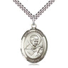 Sterling Silver St. Robert Bellarmine Medal Necklace 1x3/4 inch on 24 inch Chain by Bliss Manufacturing