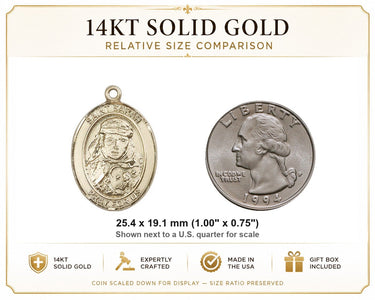 14kt Solid Gold Medium St. Sarah Medal Pendant | 1" x 3/4" | Handcrafted in USA by Bliss