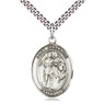 Sterling Silver St. Sebastian Patron Saint Medal Necklace 1 inch x 3/4 inch on 24 inch curb chain handcrafted by Bliss Manufacturing USA