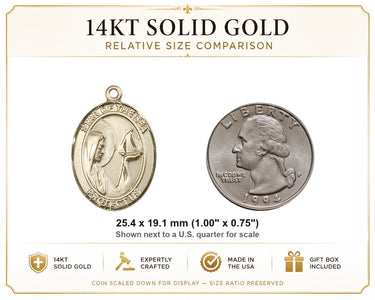14kt Solid Gold Medium Our Lady Star of the Sea Medal Pendant | 1" x 3/4" | Handcrafted in USA by Bliss