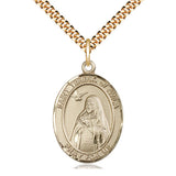 Medium 14kt Gold Filled St. Teresa of Avila Patron Saint Medal Necklace 1 x 3/4 inch with 24 inch chain by Bliss Manufacturing