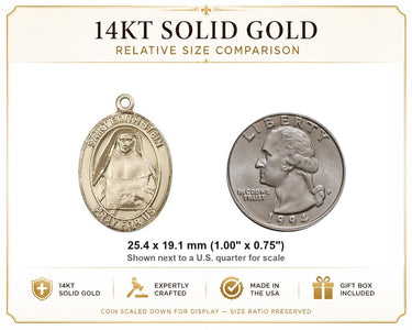 14kt Solid Gold Medium St. Edith Stein Medal Pendant | 1 x 3/4 | USA Made by Bliss
