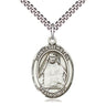 Sterling silver St. Edith Stein patron saint medal necklace with 1x3/4 inch pendant on 24 inch curb chain by Bliss Manufacturing