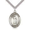 Sterling Silver St. Stephen the Martyr Medal Necklace 1x3/4 inch pendant on 24 inch chain by Bliss