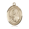 14kt solid gold St. Theresa medal pendant, 1 inch by 3/4 inch, handcrafted in USA by Bliss Manufacturing