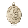 14kt solid gold St. Thomas Aquinas patron saint medal pendant, 1 x 3/4 inch, handcrafted by Bliss Manufacturing