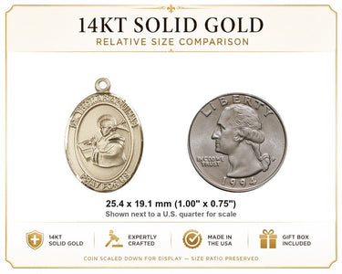 14kt Solid Gold Medium St. Thomas Aquinas Medal Pendant | 1x3/4 Inch | USA Made by Bliss