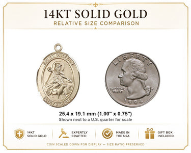 Colgante de Medalla de San Guillermo de Rochester de Oro Macizo de 14kt Mediano | 2.54cm x 1.905cm | Hecho en EE. UU. por Bliss