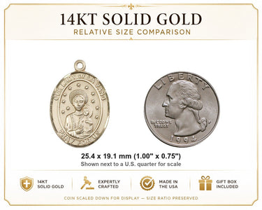 14kt Solid Gold Our Lady of La Vang Medal | 1 x 3/4 Pendant | USA Made by Bliss