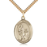 14kt Gold Filled St. Zachary Patron Saint Medal Necklace 1 inch x 3/4 inch with 24 inch chain by Bliss Manufacturing
