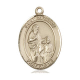 14kt Solid Gold St. Zachary patron saint medal pendant 1 x 3/4 inch by Bliss