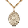 Gold Filled St. Julie Billiart patron saint medal necklace with 1x3/4 inch pendant on 24 inch curb chain by Bliss Manufacturing