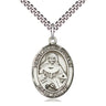 Sterling Silver St. Julie Billiart patron saint medal necklace with 1x3/4 inch pendant on 24 inch curb chain by Bliss Manufacturing