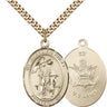 14kt Gold Filled Guardian Angel Medal Necklace 1 inch pendant on 24 inch curb chain by Bliss