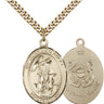 14kt gold filled Guardian Angel medal necklace, 1 x 3/4 inch pendant on 24 inch chain, made in USA by Bliss
