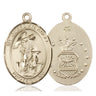 14kt Solid Gold Guardian Angel Medal Pendant 1 x 3/4 Inches Medium Size Handcrafted by Bliss