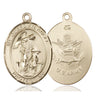 14kt Solid Gold Guardian Angel Army Medal Pendant 1 x 3/4 inch Handcrafted by Bliss