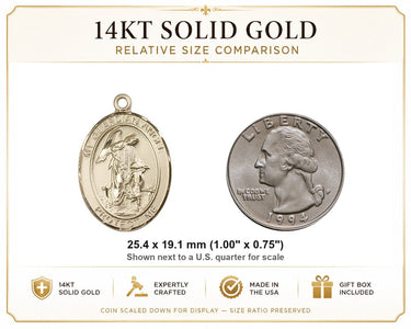 14kt Solid Gold Medium Guardian Angel Paratrooper Medal Pendant | 1" x 3/4" | Handcrafted in USA by Bliss