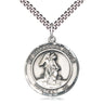Sterling silver Guardian Angel pendant necklace 1 x 5/8 inch medium with 24 inch curb chain by Bliss Manufacturing USA