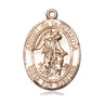 14kt Solid Gold Angel de la Guarda Medal Pendant 1x3/4 inch handmade by Bliss Manufacturing USA