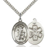 Sterling Silver Guardian Angel EMT Medal Necklace 1 inch by 3/4 inch on 24 inch chain handcrafted by Bliss