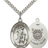 Sterling Silver Guardian Angel Necklace with Coast Guard Symbolism 1 inch x 3/4 inch on 24 inch Chain Bliss