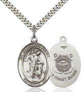Sterling Silver Guardian Angel Necklace with Coast Guard Symbolism 1 inch x 3/4 inch on 24 inch Chain Bliss