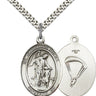 Sterling Silver Guardian Angel Paratrooper Medal Necklace 1 inch by 3/4 inch with 24 inch chain by Bliss