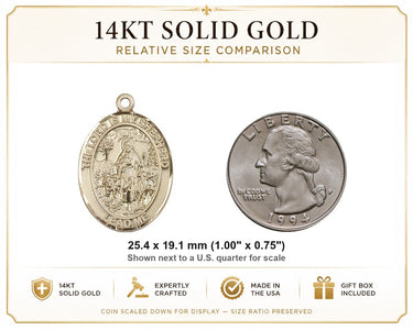 Colgante Medalla "El Señor es mi Pastor" Mediana, Oro Sólido de 14kt | 1" x 3/4" | Hecho a mano en EE. UU. por Bliss