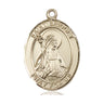 14kt solid gold St. Bridget of Sweden patron saint medal pendant, 1 inch by 3/4 inch, handcrafted by Bliss Manufacturing