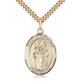 14kt Gold Filled St. Stanislaus Medal Necklace 1x3/4 inch pendant on 24 inch chain by Bliss