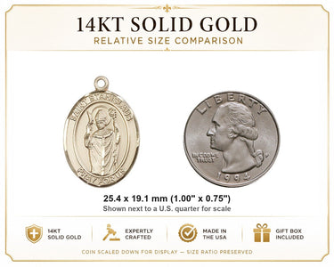 14kt Solid Gold Medium St. Stanislaus Medal Pendant | 1"x3/4" | Handcrafted in USA by Bliss