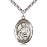 Sterling Silver St. Agnes of Rome Patron Saint Medal Necklace 1x3/4 inch on 24 inch chain by Bliss