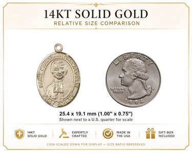 Colgante de oro macizo de 14 kt con medalla mediana de San Marcelino Champagnat | 1x3/4" | Hecho a mano en EE. UU. por Bliss
