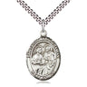 Sterling silver Sts. Cosmas and Damian patron saint medal necklace 1 x 3/4 inch with 24 inch curb chain by Bliss