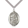 Sterling Silver St. Jerome patron saint medal necklace with 1x3/4 inch pendant on 24 inch curb chain by Bliss Manufacturing