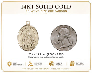 14kt Solid Gold Medium St. Sophia Medal Pendant | 1" x 3/4" | Handcrafted in USA by Bliss