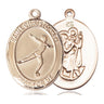 14kt Solid Gold St. Christopher Figure Skating Medal Pendant 1 inch x 3/4 inch handcrafted by Bliss