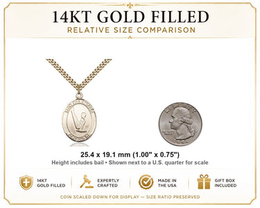 14kt Gold Filled Medium St. Christopher Gymnastics Pendant Necklace | 1 x 3/4" | 24" Chain | USA Made by Bliss