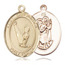14kt solid gold St. Christopher patron saint medal pendant 1 inch by three quarters inch by Bliss Manufacturing