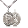 Sterling Silver St. Christopher Lacrosse Medal Necklace 1 inch x 3/4 inch pendant on 24 inch chain handmade by Bliss