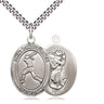 Sterling Silver St. Christopher Softball Medal Necklace 1 inch by 3/4 inch on 24 inch chain by Bliss