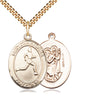 14kt Gold Filled St. Christopher Track and Field Medal Necklace 1 inch by 3/4 inch with 24 inch Chain by Bliss Manufacturing USA