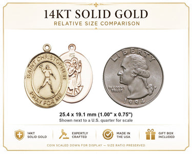 14kt Solid Gold St. Christopher Medal 1 x 3/4