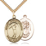 14kt gold filled St. Christopher golf medal necklace 1 x 3/4 inch pendant on 24 inch curb chain handcrafted in USA by Bliss Manufacturing