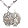 Sterling silver St. Christopher golf medal necklace with 1 inch pendant on 24 inch curb chain by Bliss