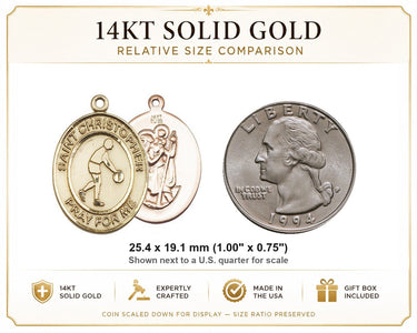 Medalla mediana de San Cristóbal de oro macizo de 14 quilates de 2,54 cm x 1,90 cm | Hecho a mano en EE. UU. por Bliss