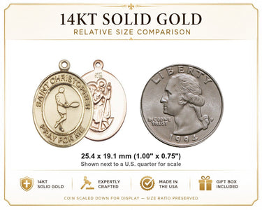 Colgante Medalla de San Cristóbal de Oro Sólido de 14 kt | 2,54 cm x 1,90 cm | Bliss